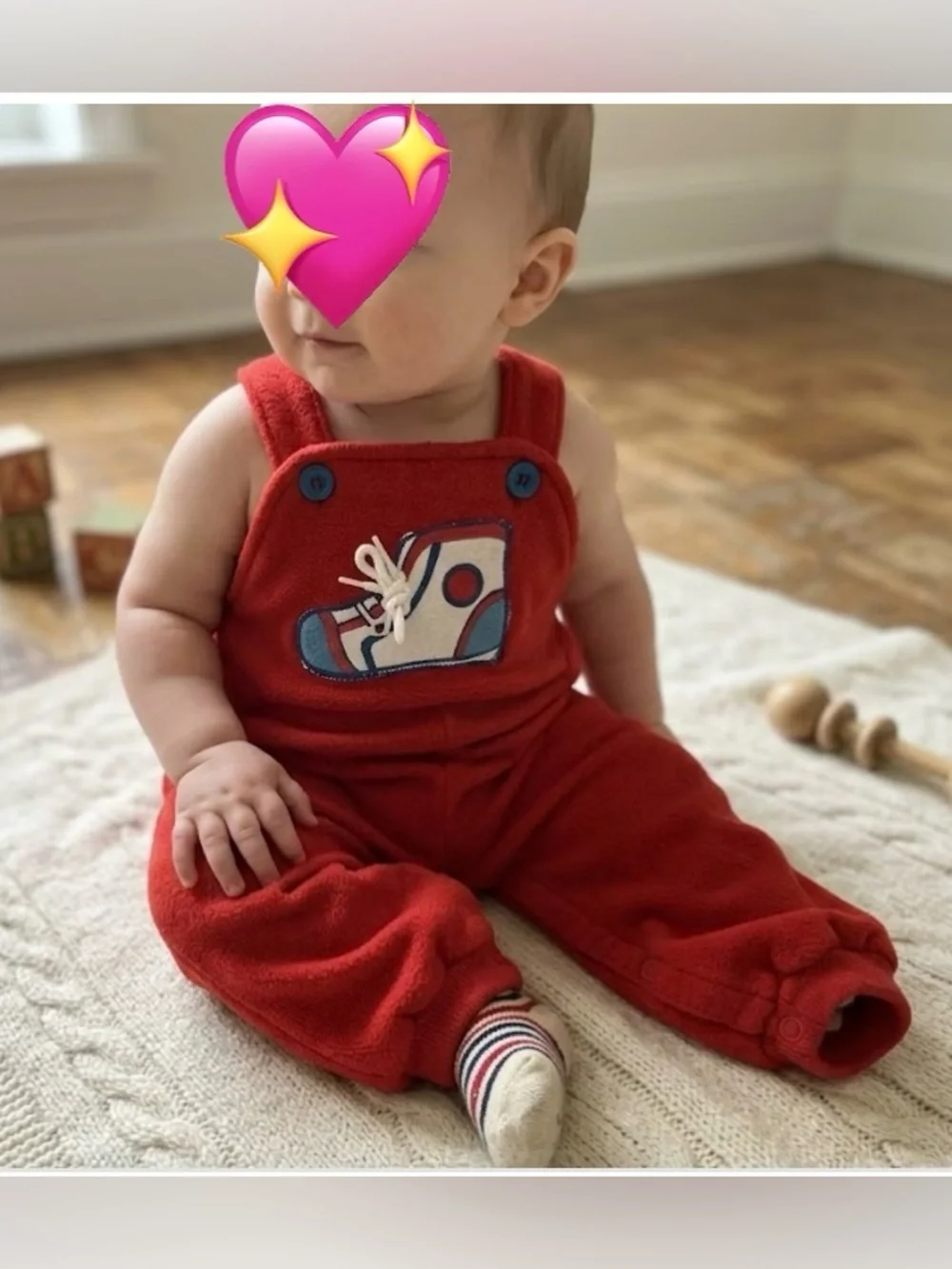 Red Baby VTG  Overalls with Sneaker Applique